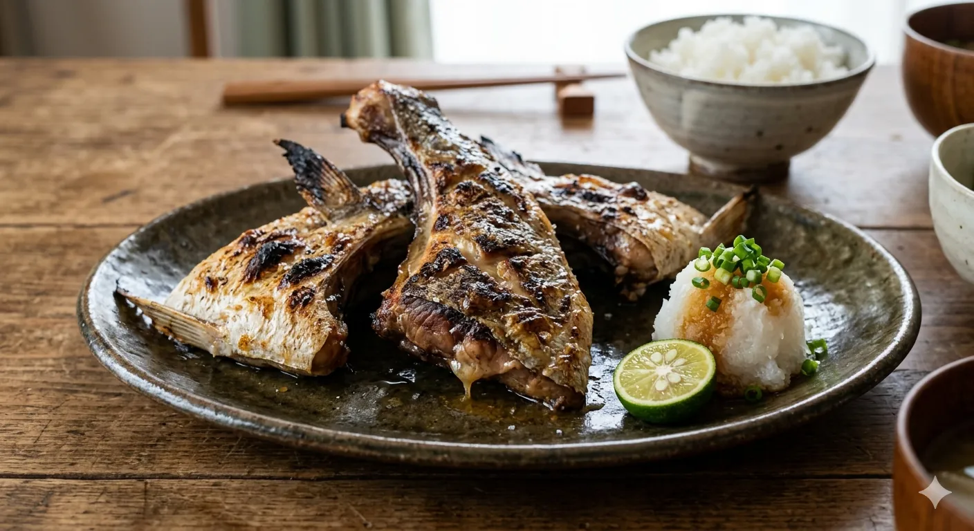 ヒラマサのカマ塩焼き