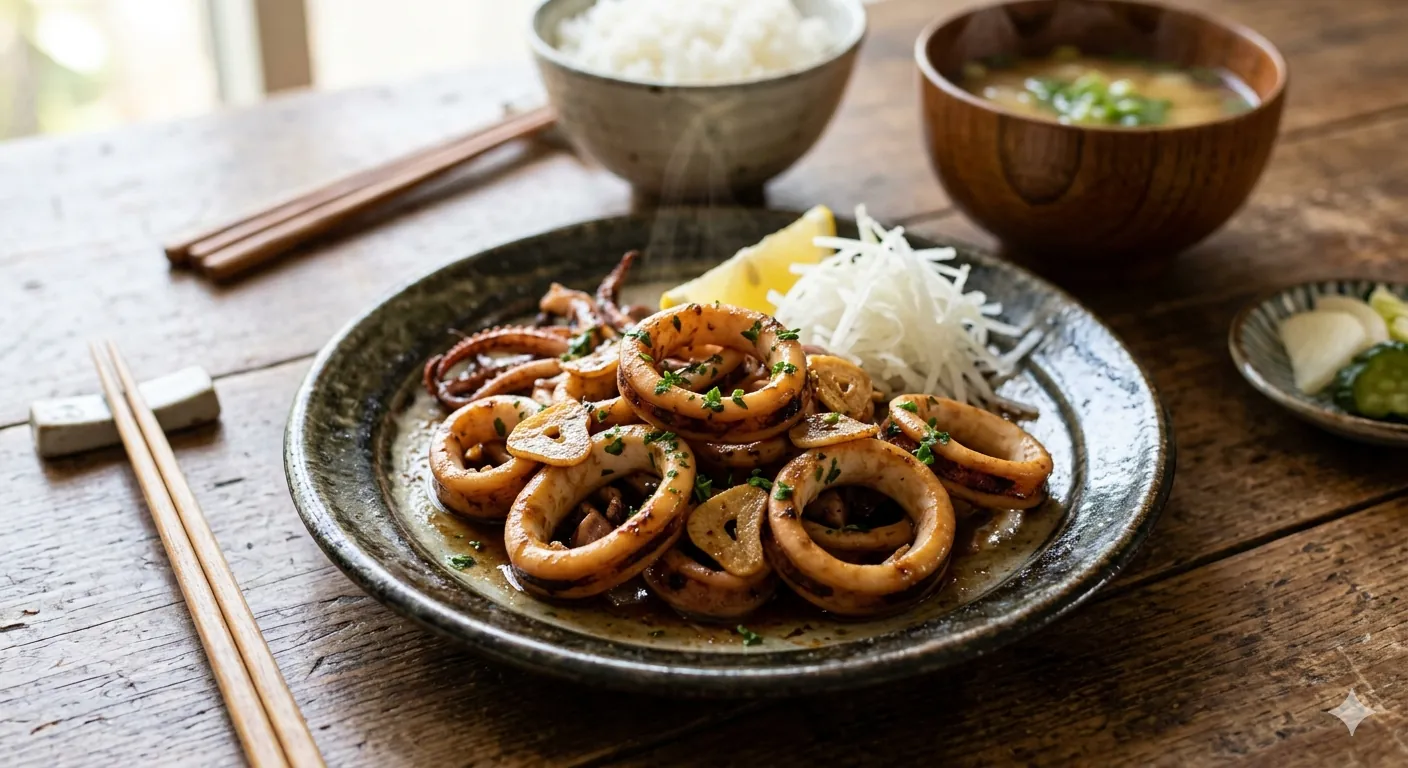 ヤリイカのバター醤油焼き